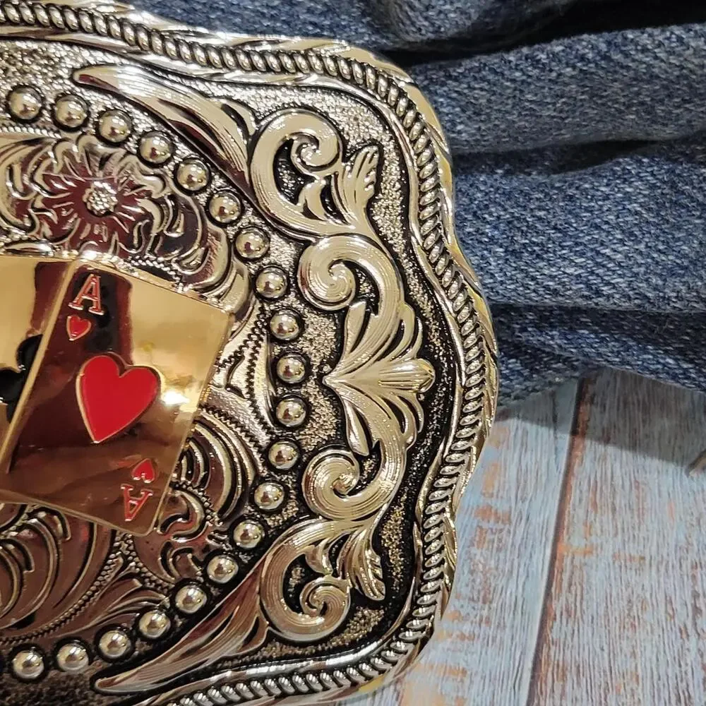 Four aces western belt buckle
